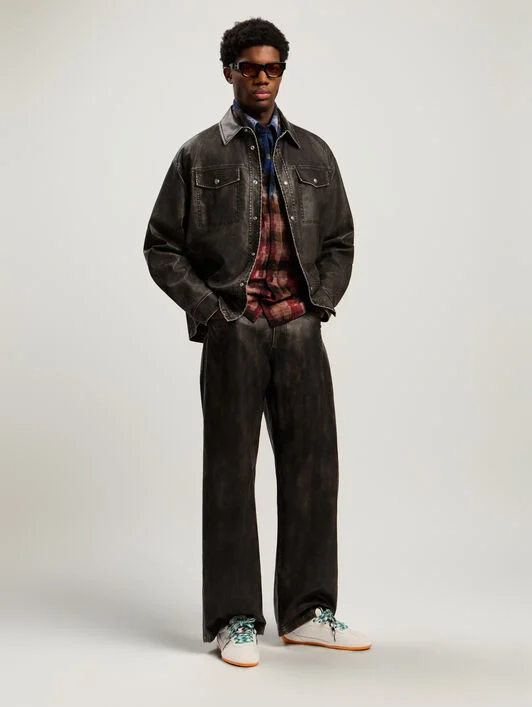 Curved Logo Coated Pants