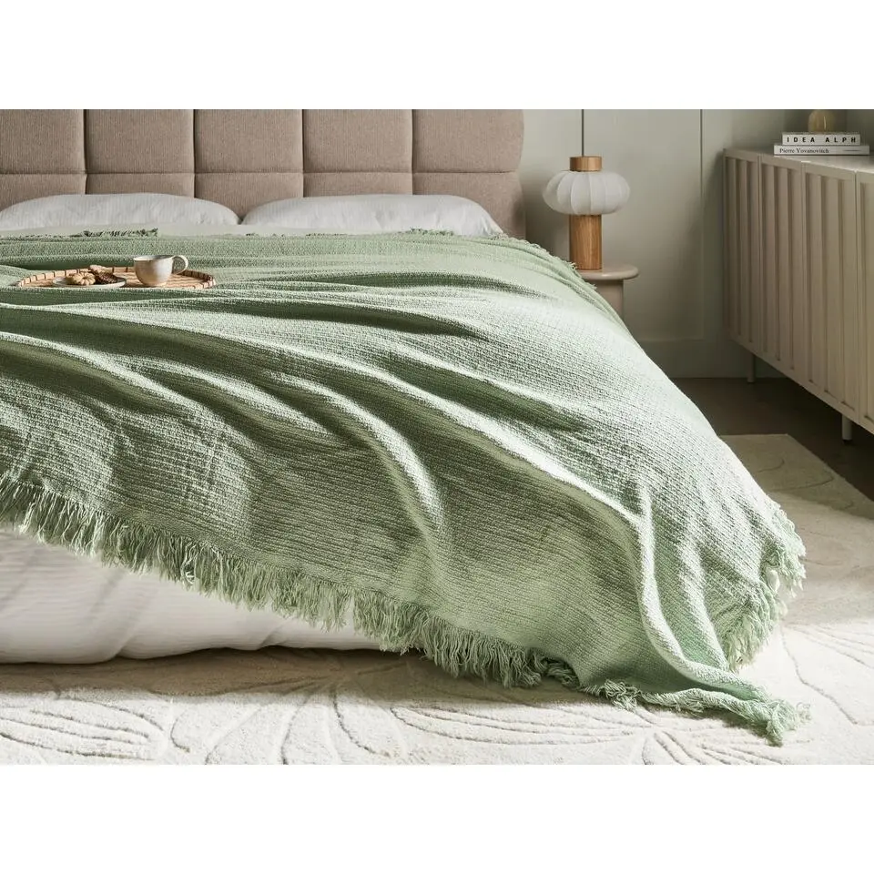 YERBENT - Bedsprei - Groen - 220 x 240 cm - Katoen
