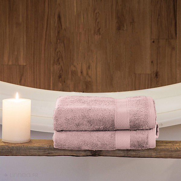 Drap de bain coton 550g/m2 95x140 cm collection NAÏA Rose