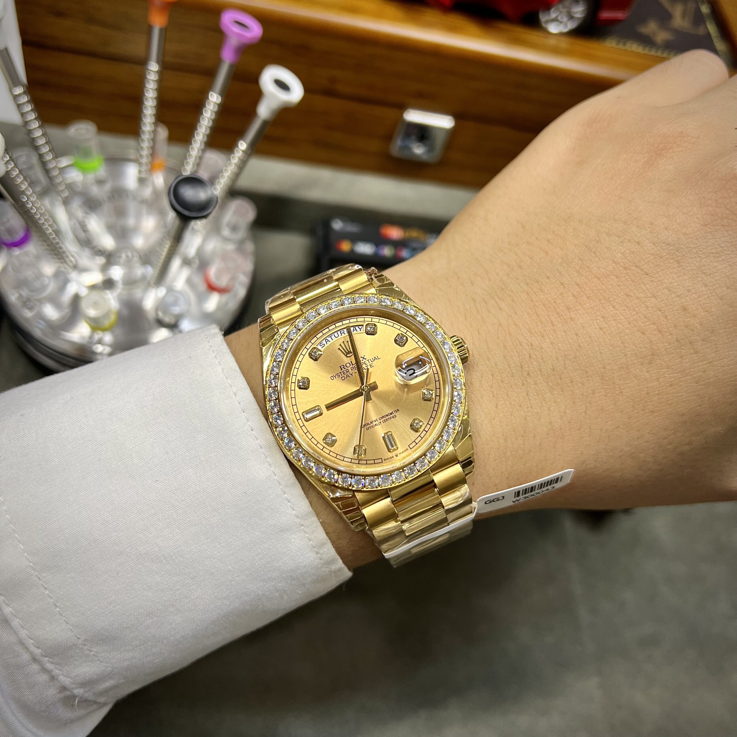 Rolex Day-Date YG Plated Champagne Dial With Diamonds 40mm Super Clone