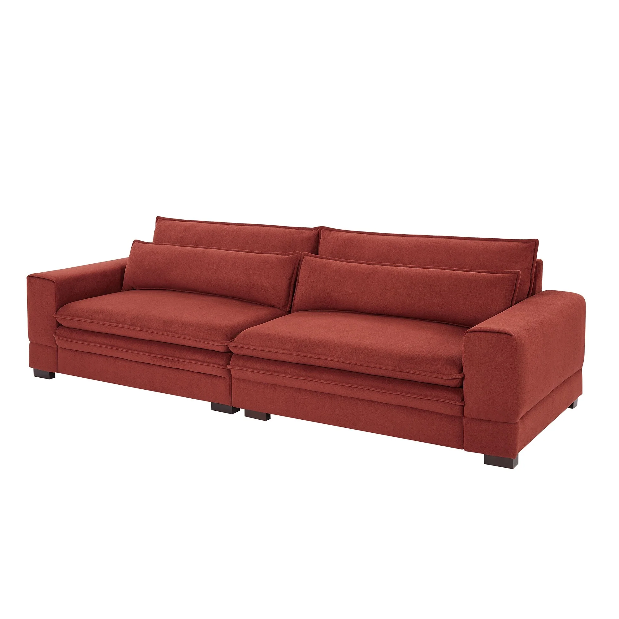 Red 104.72'' 4-Seater Fabric Sofa with Wooden Legs for Apartment or Office