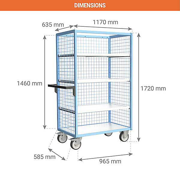 Armoire grillagée sans toit 3 étagères incluses - Plateau 965x585mm - Charge max 500kg - 880725225