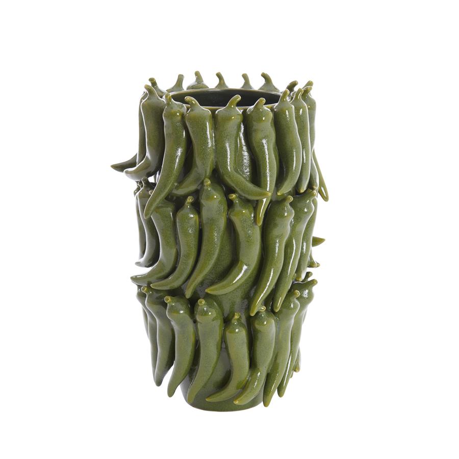 Light & Living - Pepper vaas keramiek - donkergroen