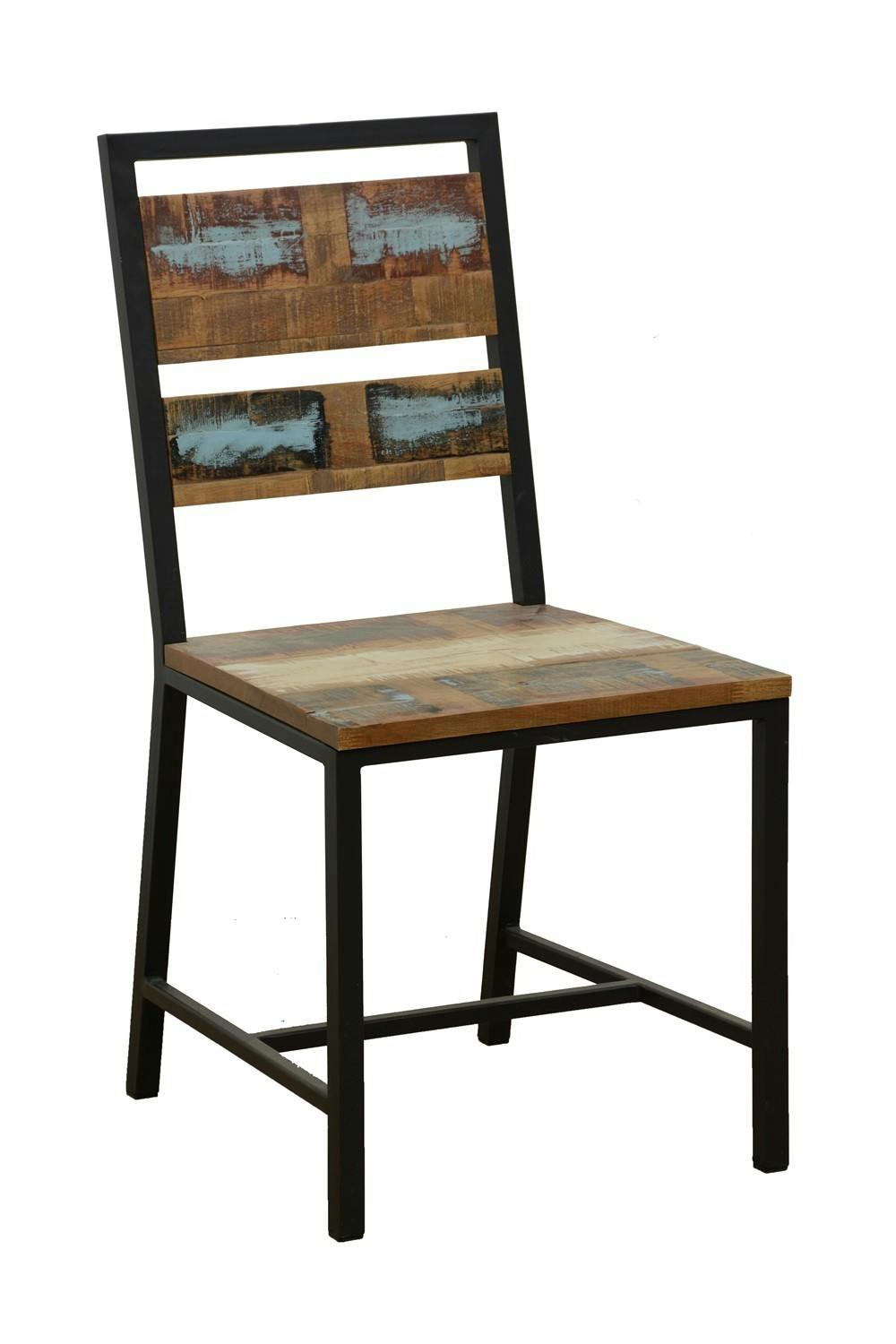 Chaise en Hévéa recyclé coloré et métal 45x51x90cm LOFT COLORS