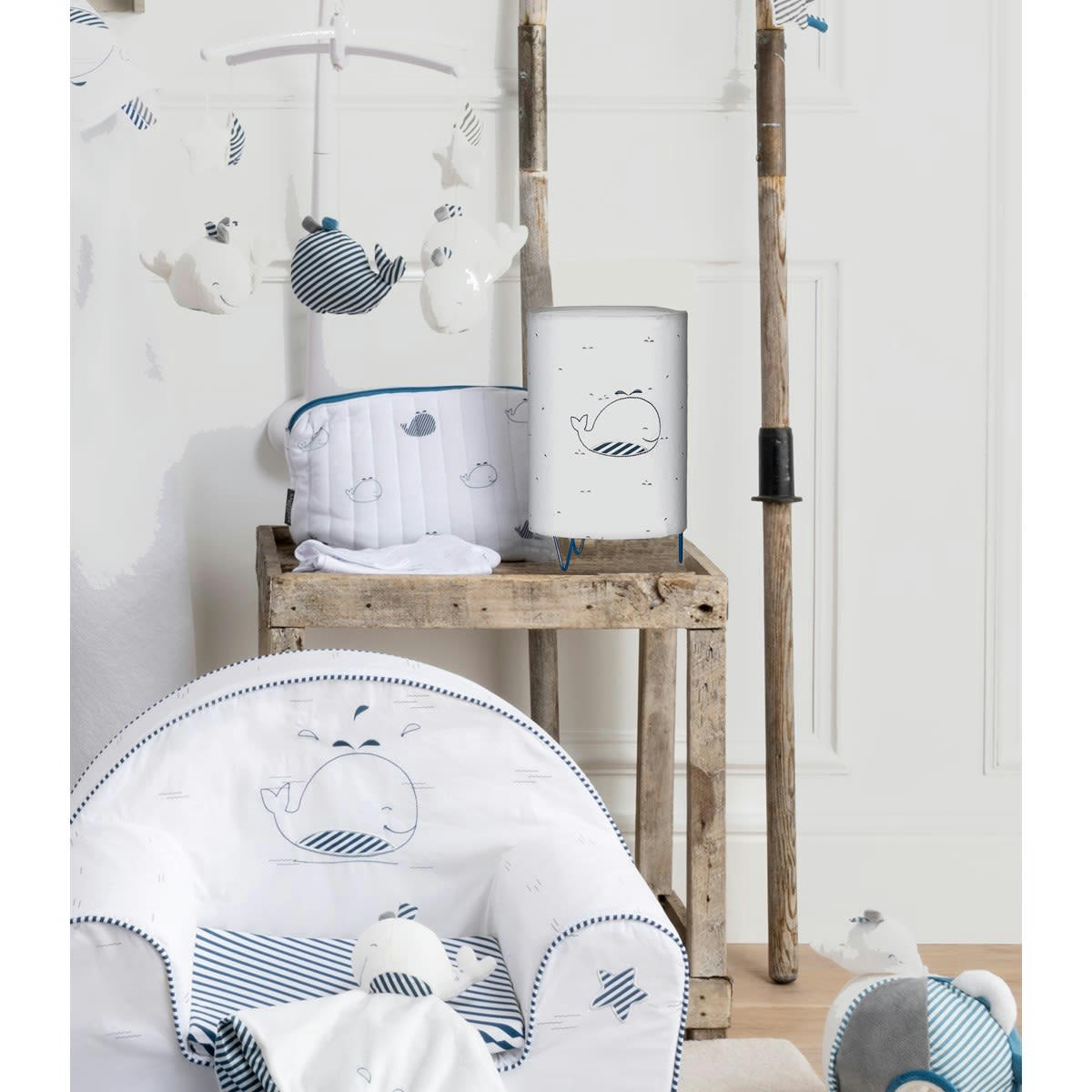 BLUE BALEINE - Luminaire en coton blanc