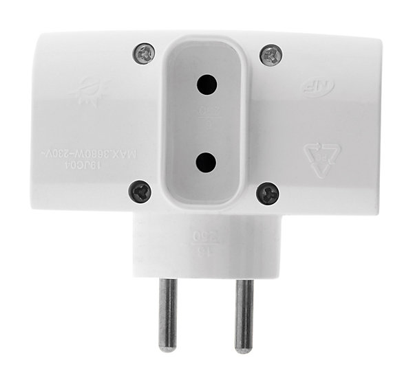 Multiprise triplite 2P 6A   2P T 16A - Blanc - Zenitech