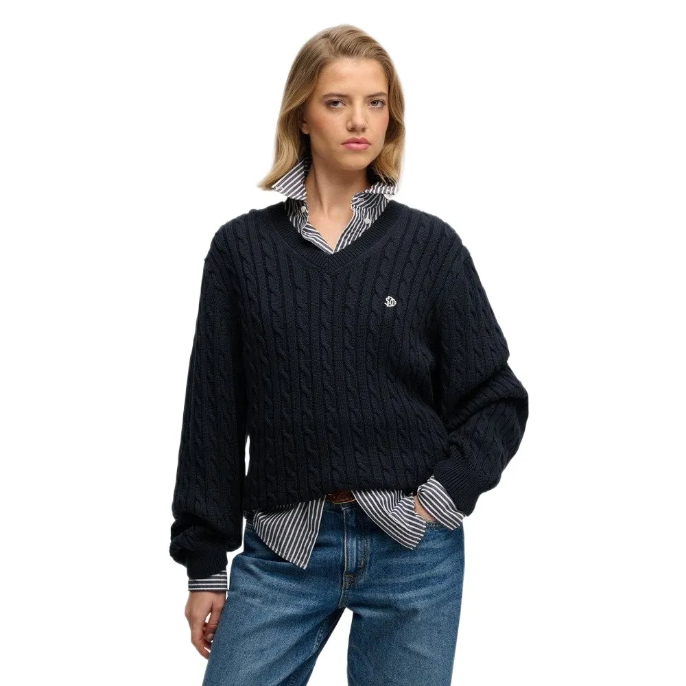 Superdry Oversized Cable v neck sweater