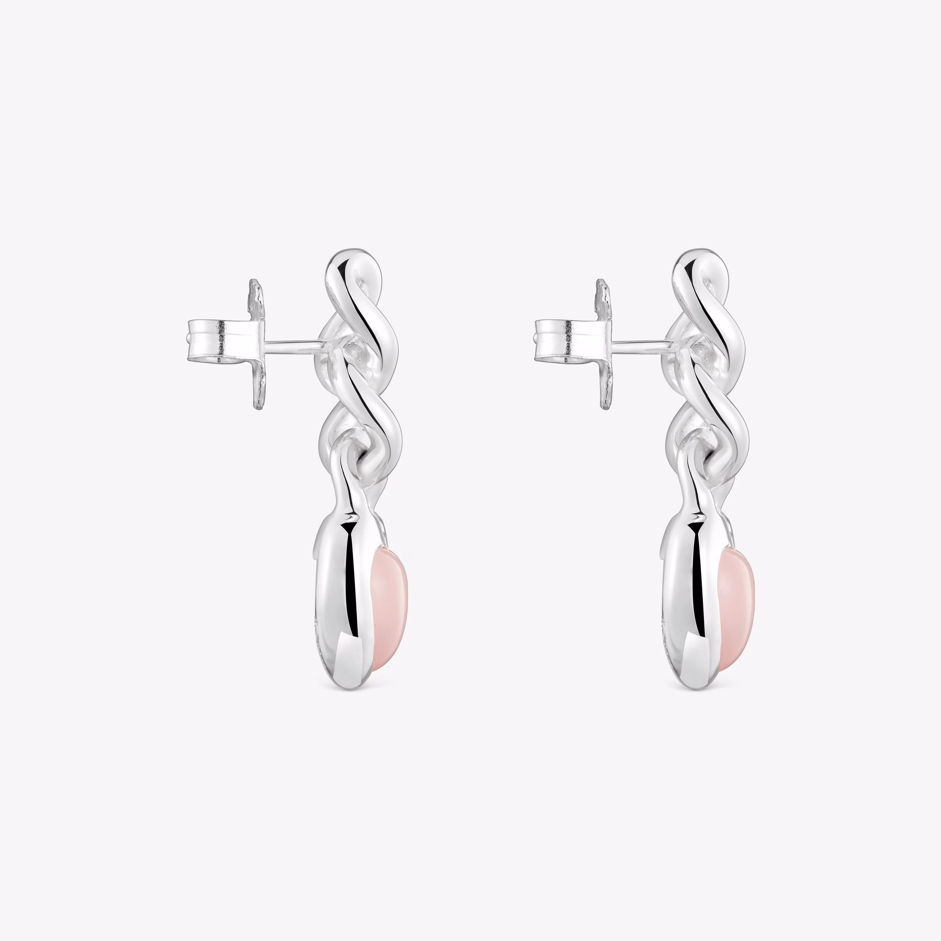 Pendientes cortos corazón de plata y calcedonia Bold Motif