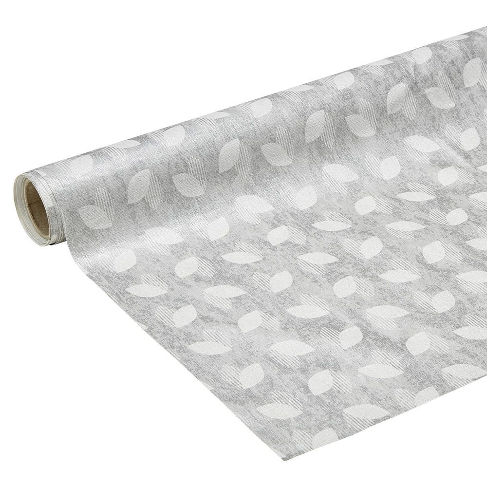 Toile cirée motif relief gris blanc 140 cm