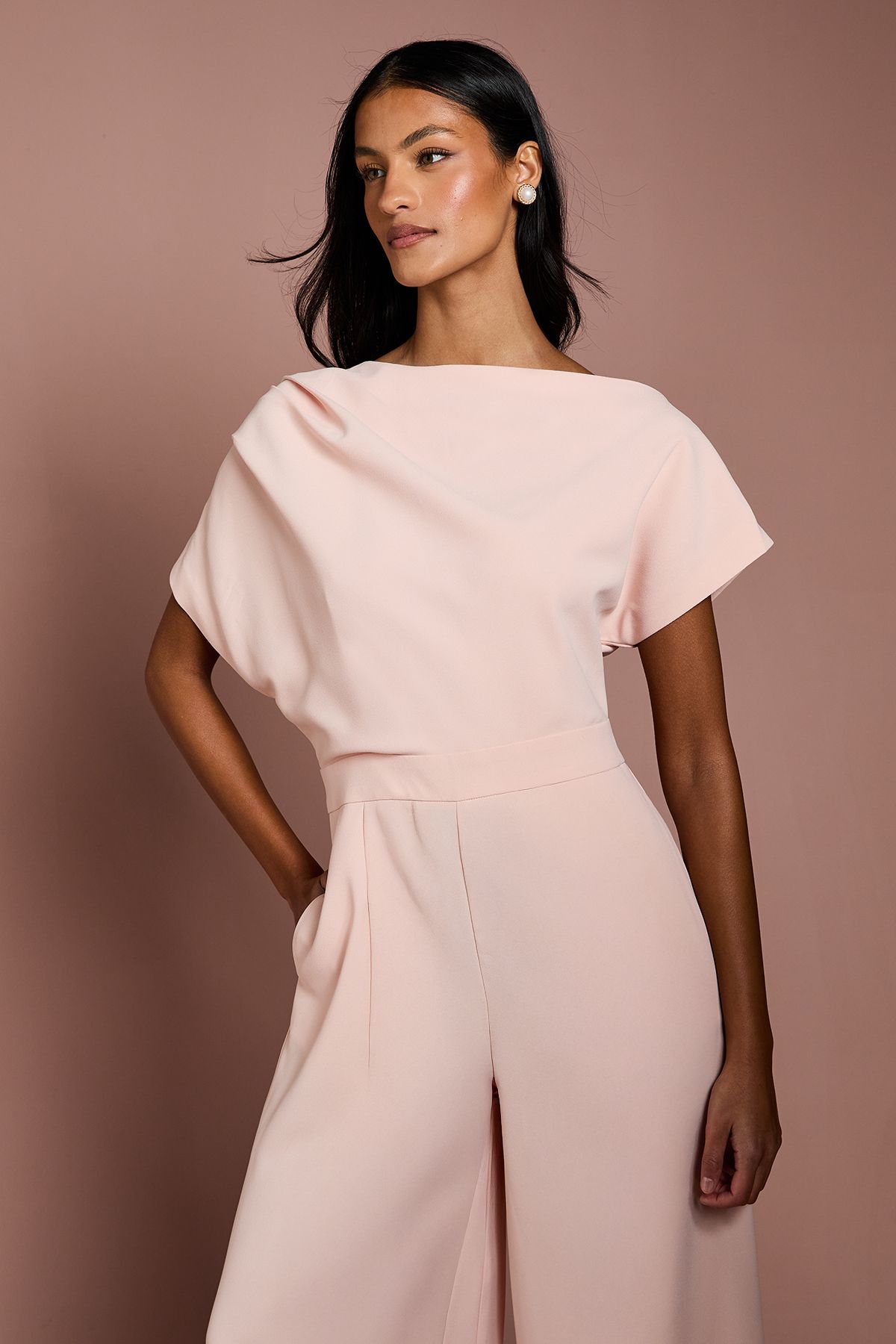 Coast Petite Pleat Off The Shoulder Jumpsuit