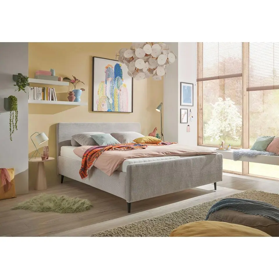 Gestoffeerd bed Peach - 160 x 200 cm - Zilverkleurig design