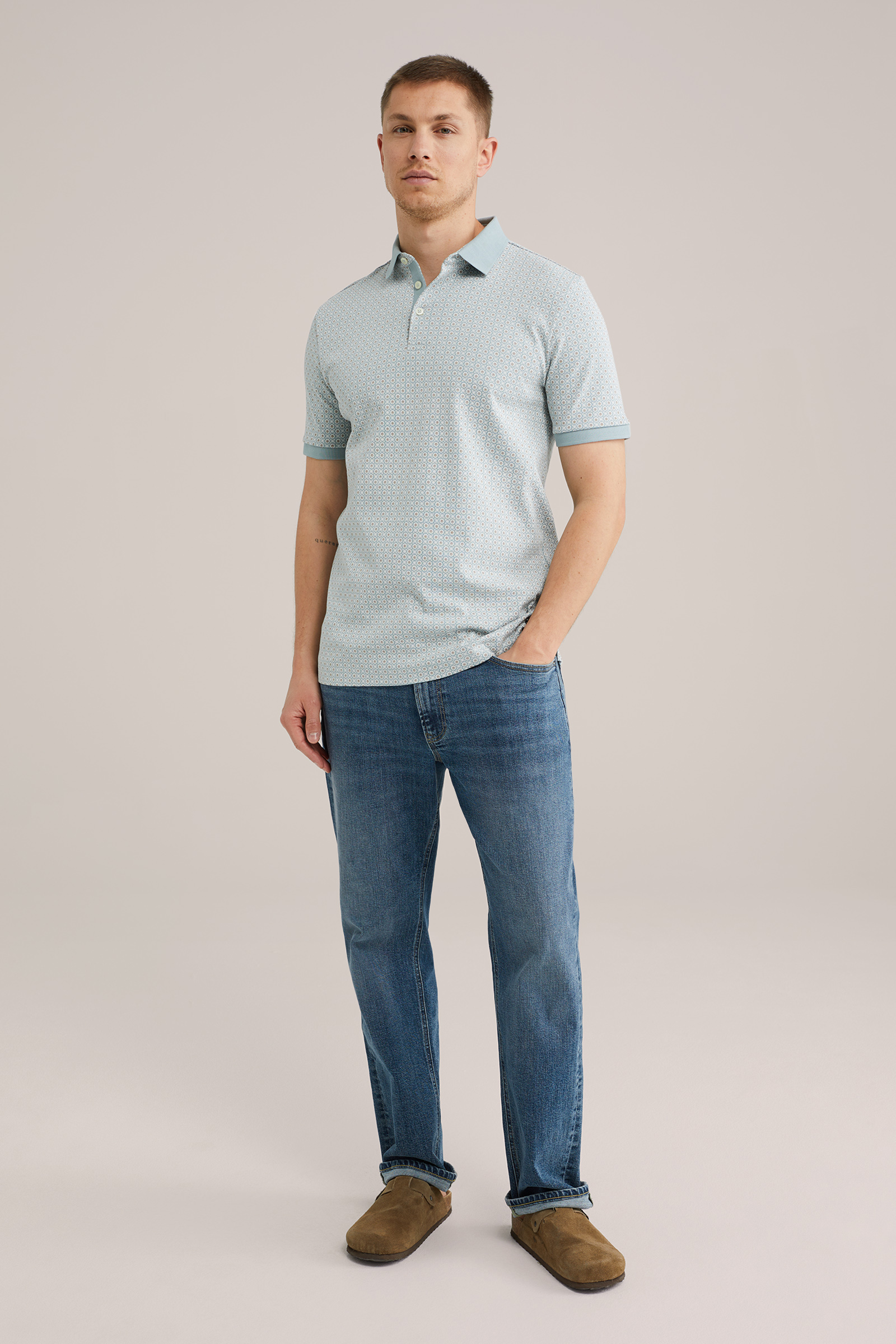 Heren slim fit polo met print