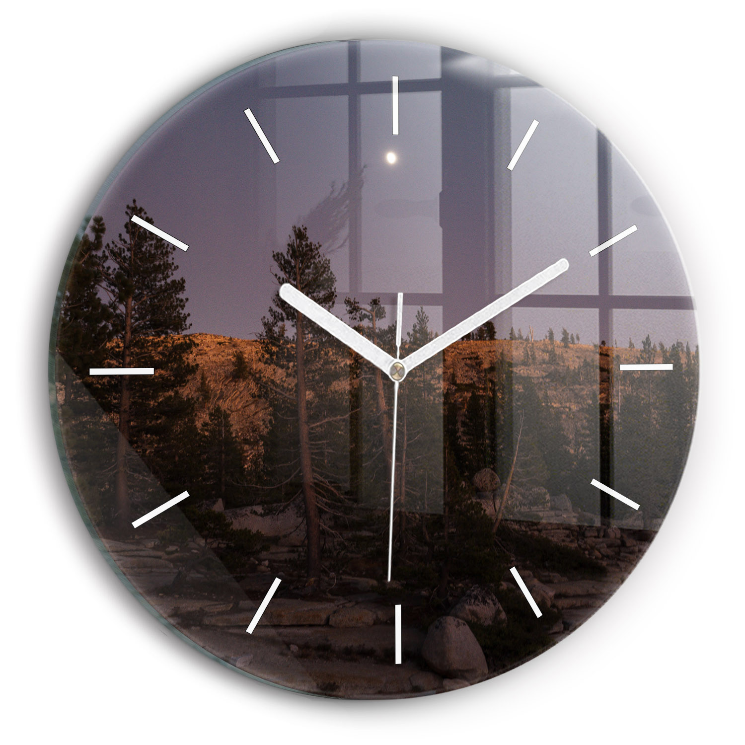 Nowoczesny szklany zegar ścienny Kamienista droga Yosemite
