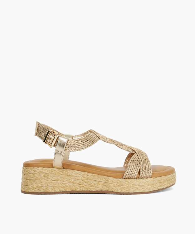 Laylah Gold - Raffia Flatform Sandals