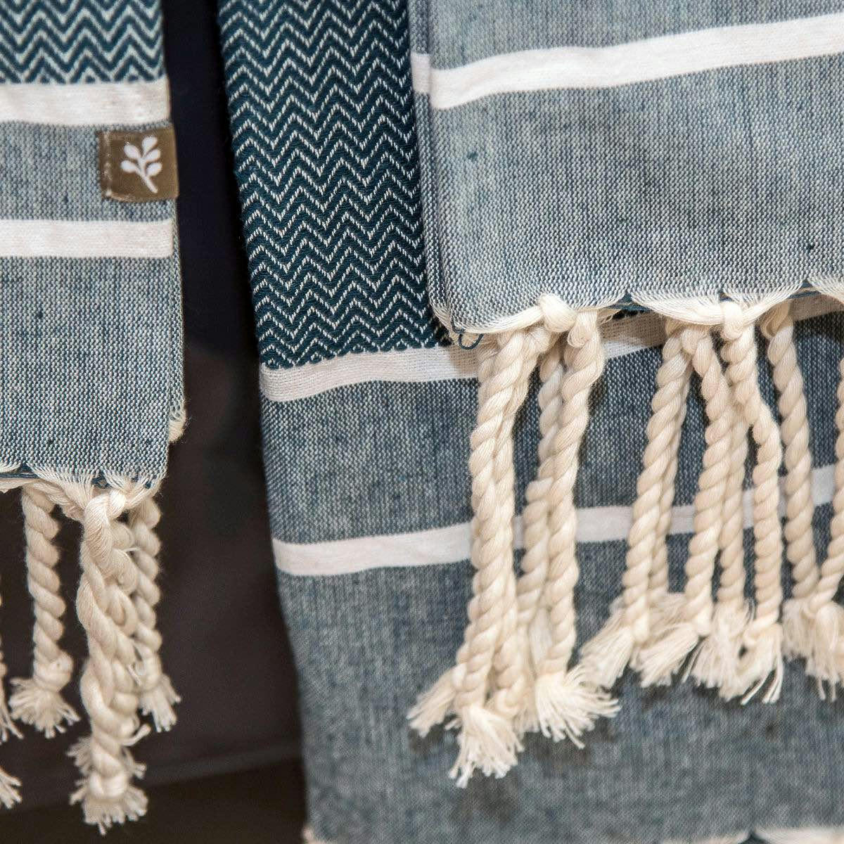 STOCKHOLM - Set bain, 1 fouta + 2 serviettes coton  100x200 bleu pétrole