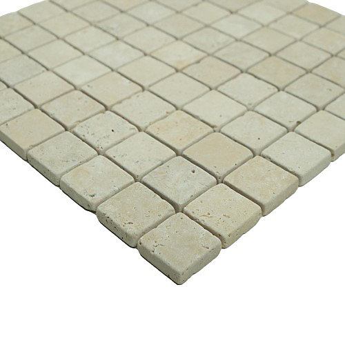 Mosaïque en Travertin Blanc Ivoire vieilli 3,2x3,2x1CM