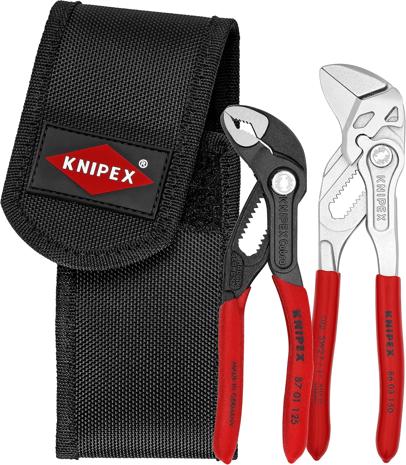 KNIPEX Tools 00 20 72 V01 Mini Pliers in Belt Pouch, Red, 2-Piece