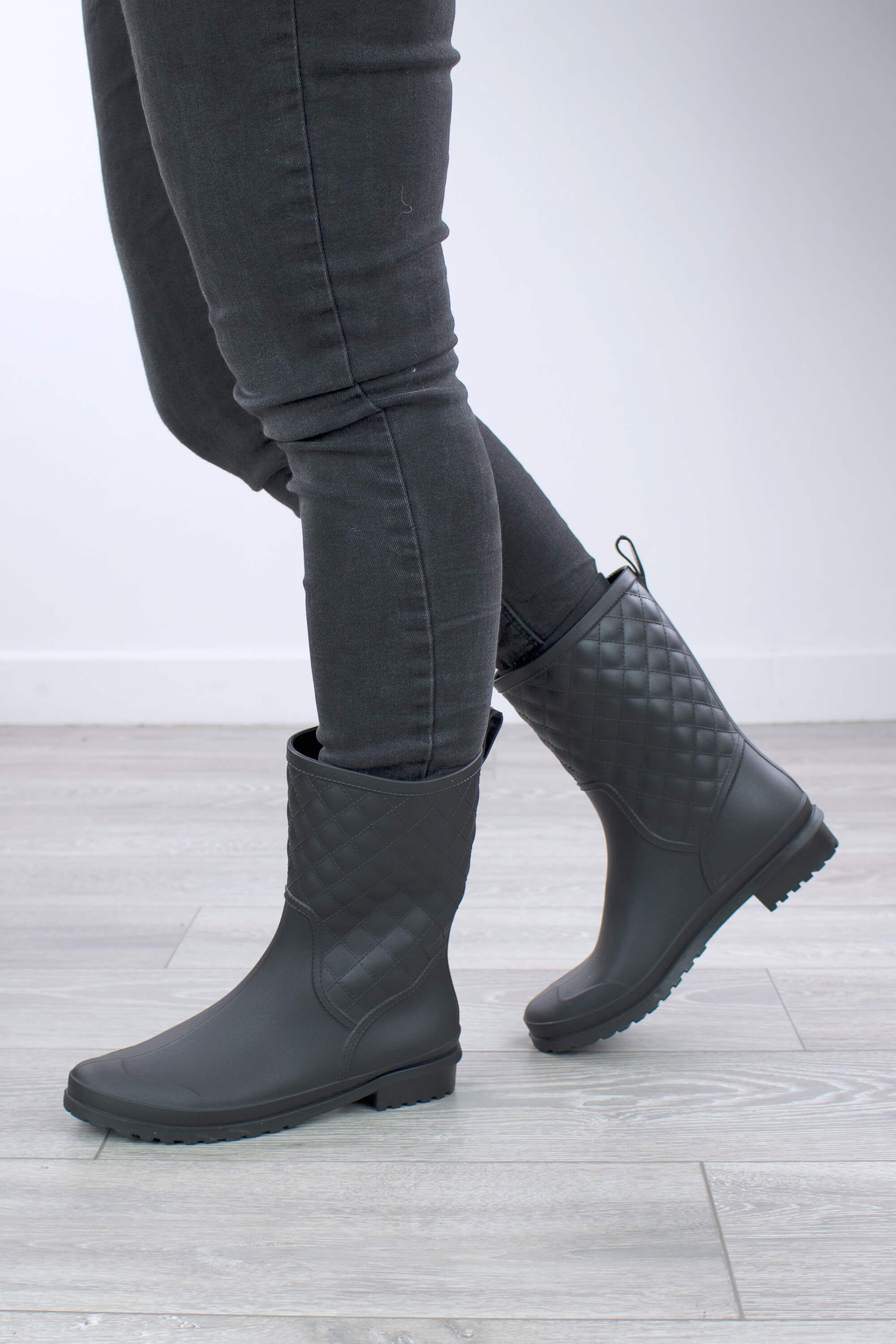 AJVANI Wellies Quilted Wellingtons Calf Boots