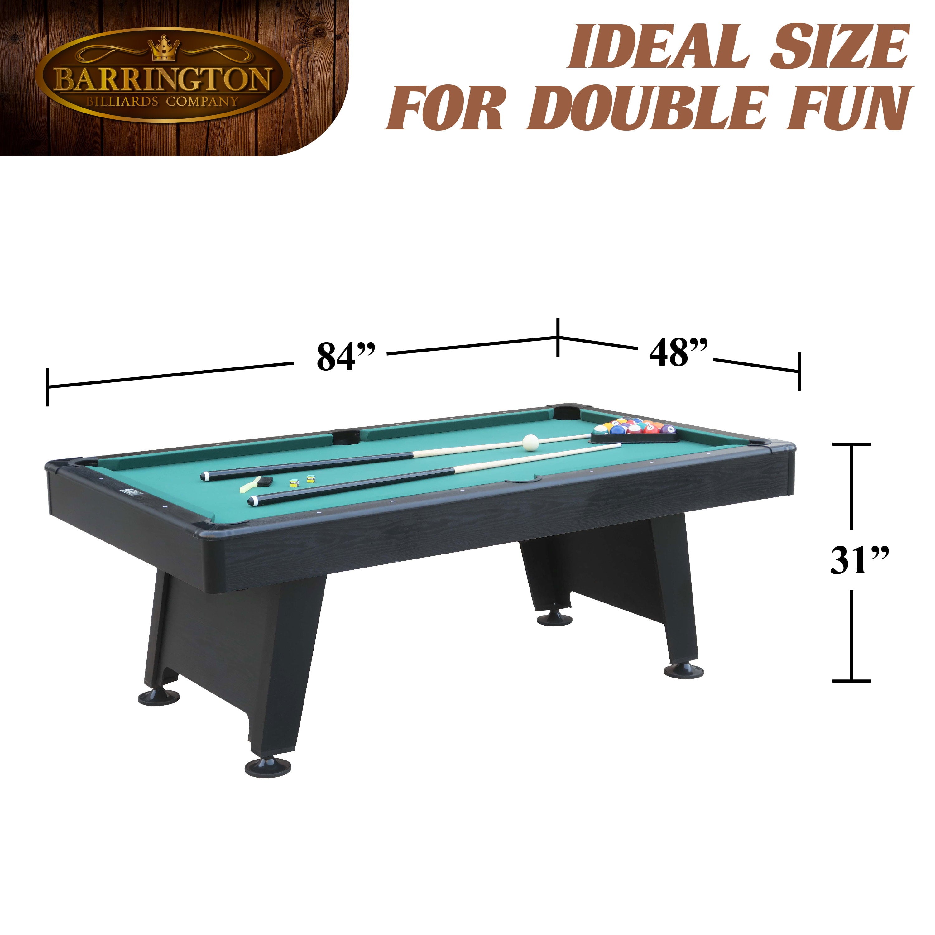 Barrington Billiard 84 Arcade Pool Table with Bonus Dartboard Set, Green