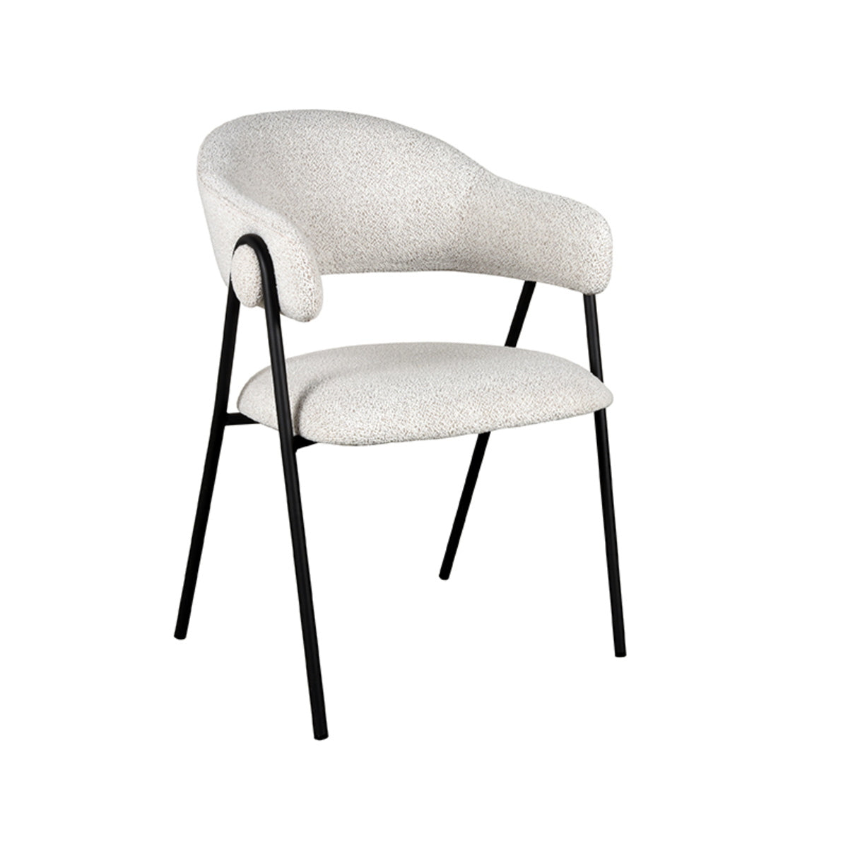 LABEL51 Eetkamerstoel Lowen - Ecru Bouclé - Zithoogte 49cm - Set van 2