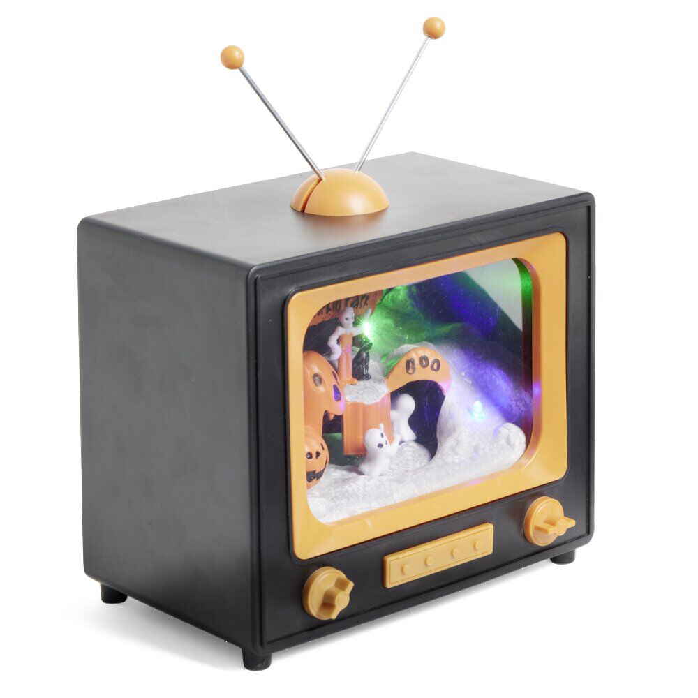 Village animé Halloween à piles télévision pumpkin park H19cm