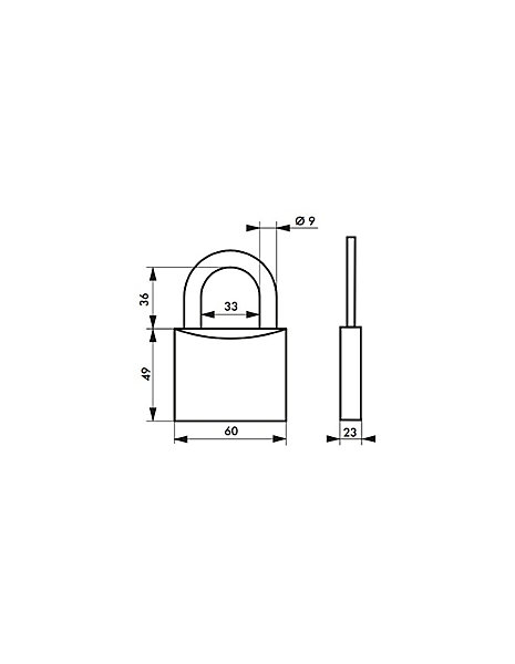 Cadenas à clé Type 1, laiton, intérieur, anse acier, 60mm, 2 clés - THIRARD