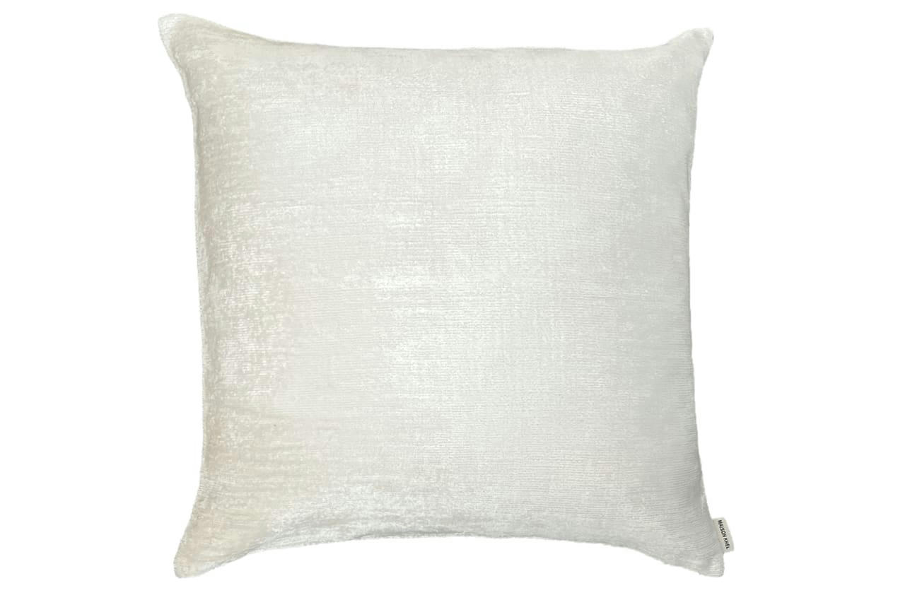 - Housse de coussin velours soie ikat  50x50 blanc