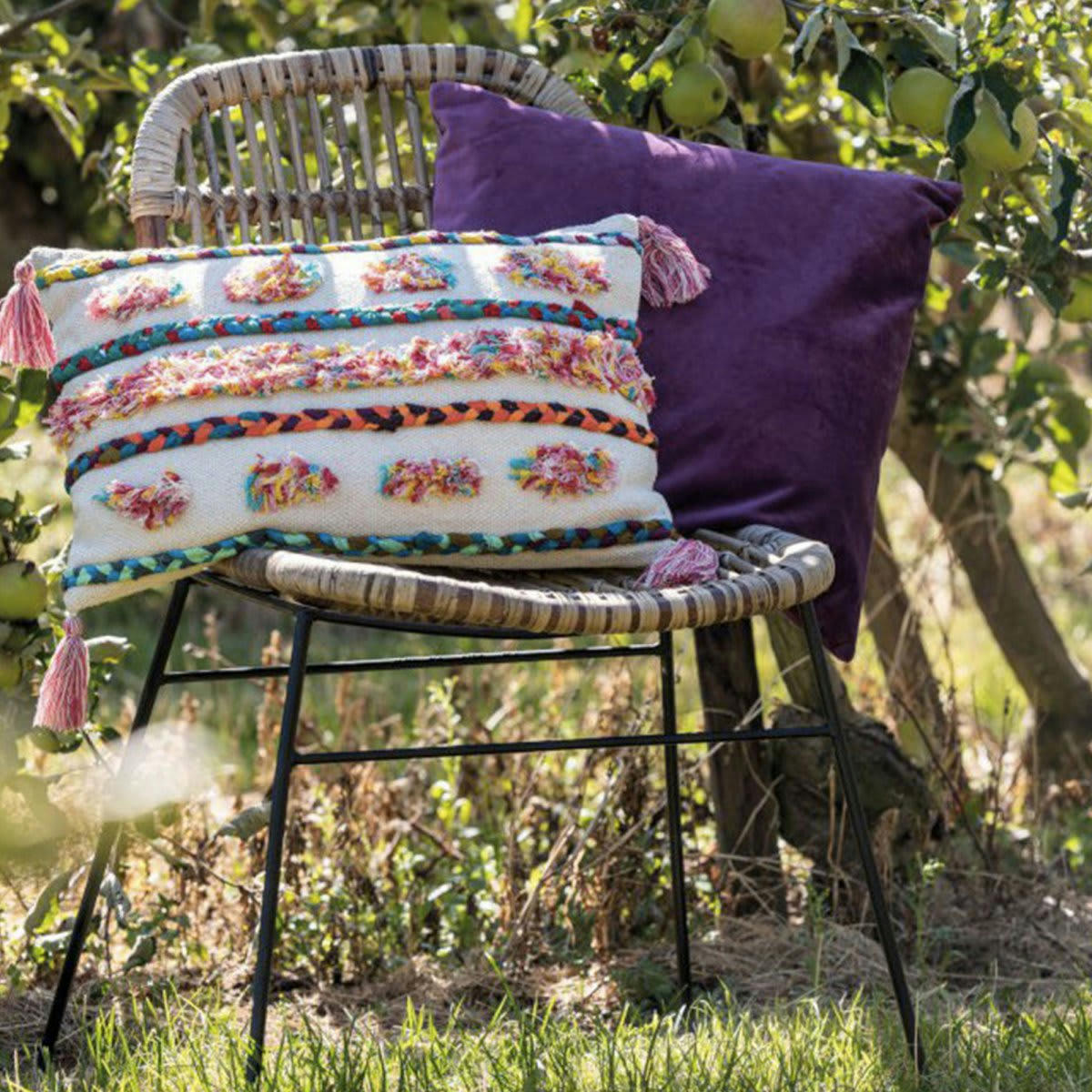 TYLER - Chaise bohème intérieur extérieur en teck et métal