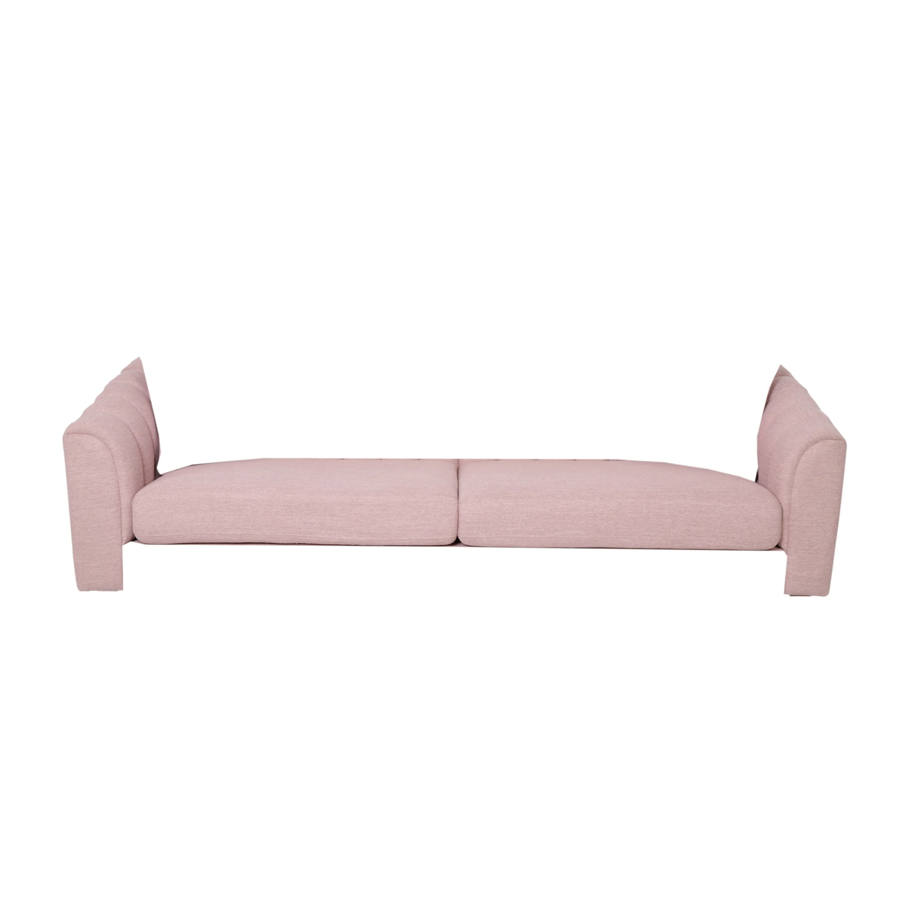 Blush 3-seater Sofa with Wood Legs and Pillows