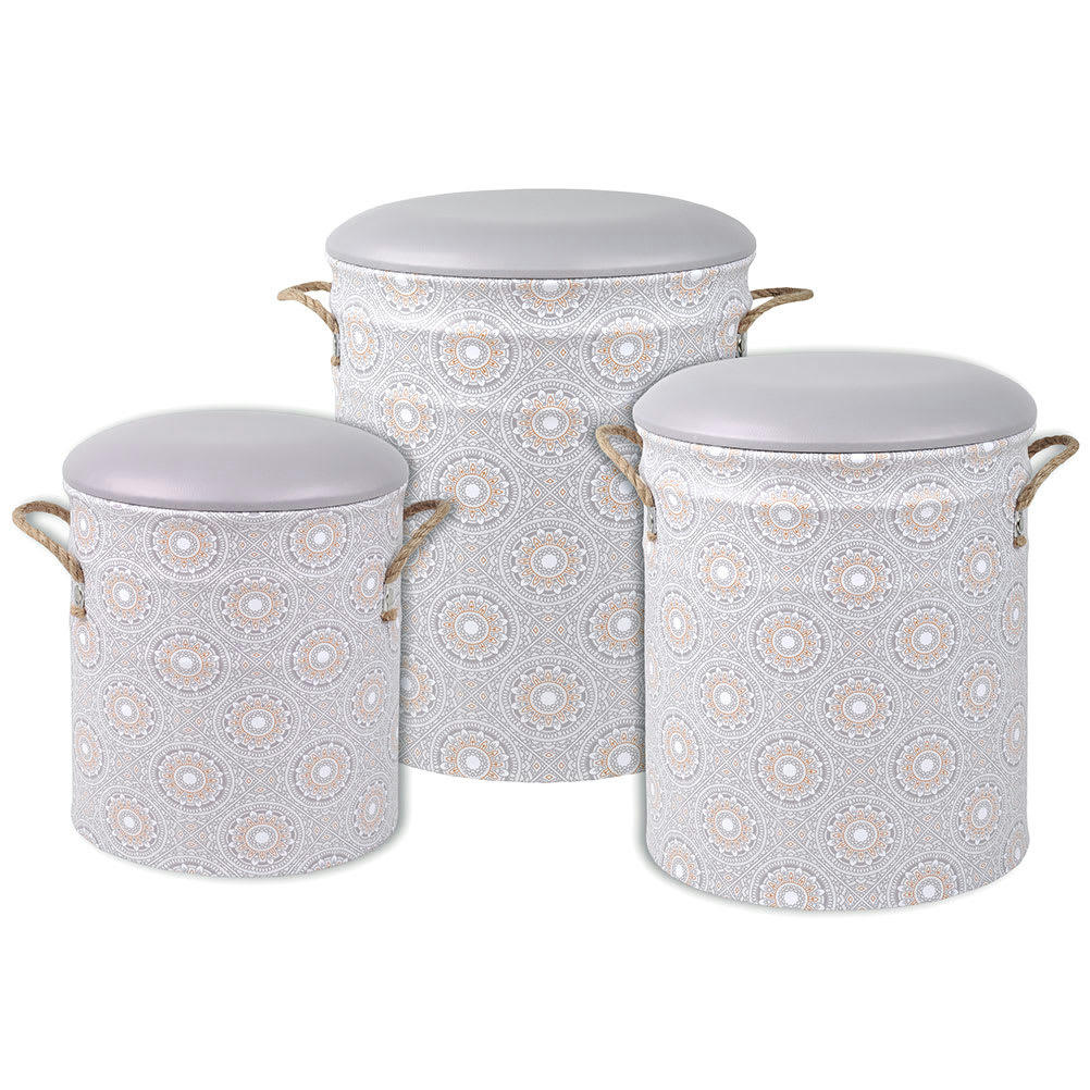 TAIPEI - Poufs gigognes avec rangement - Lot de 3