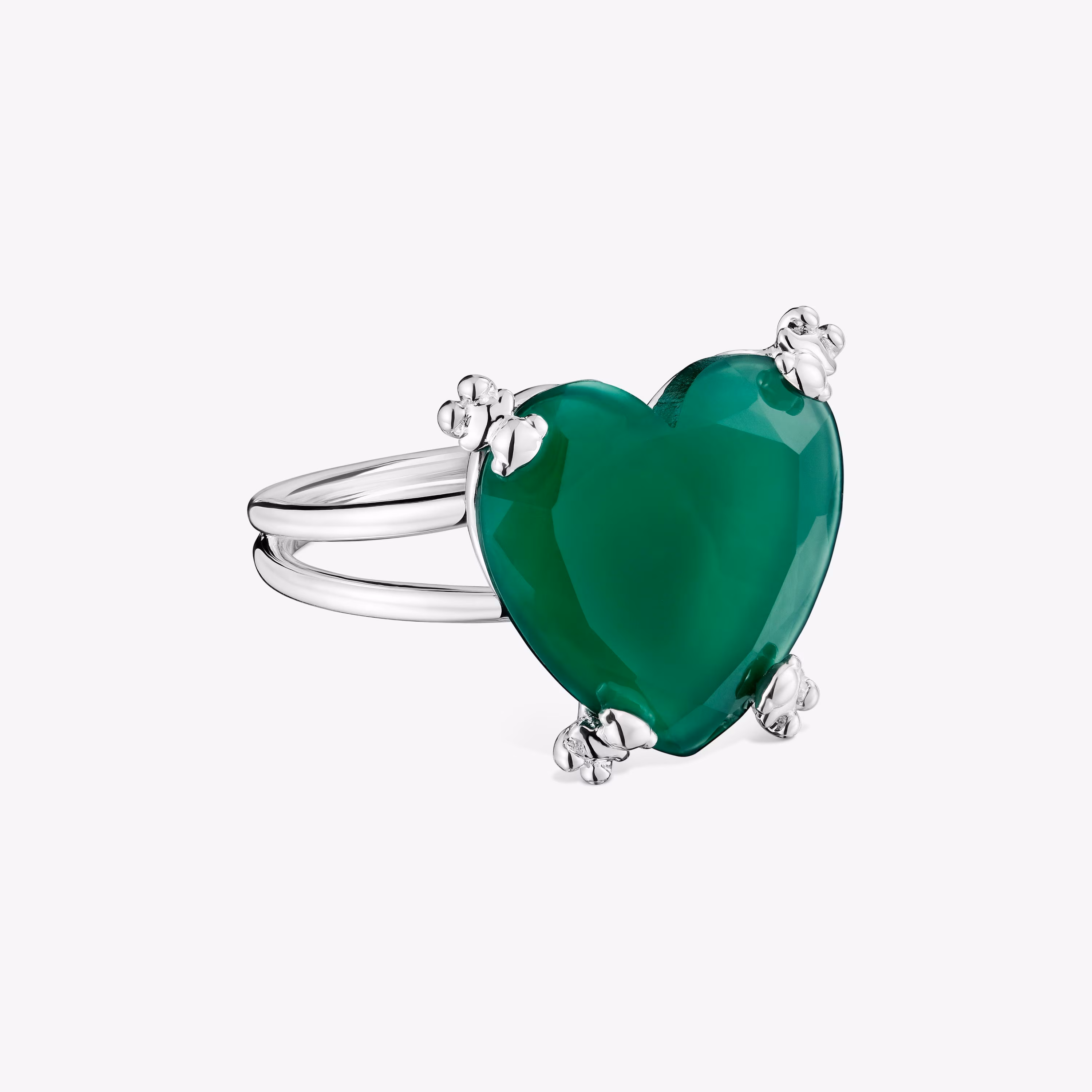 Anillo corazón de plata y calcedonia tratada Color Pills