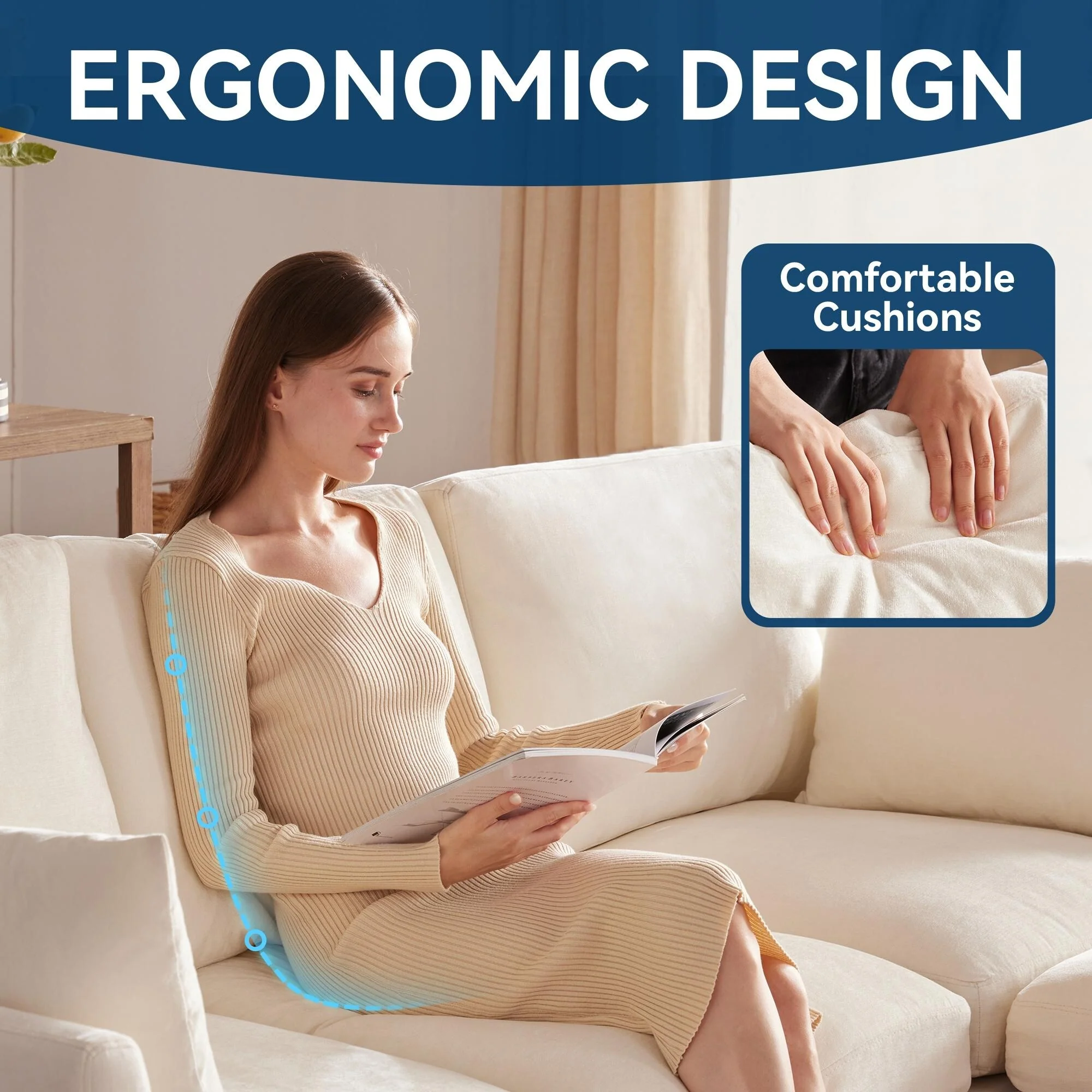 Convertible L-Shaped Couch, Comfortable Sectional Sofa, Cloud Couch with Soft Chenille