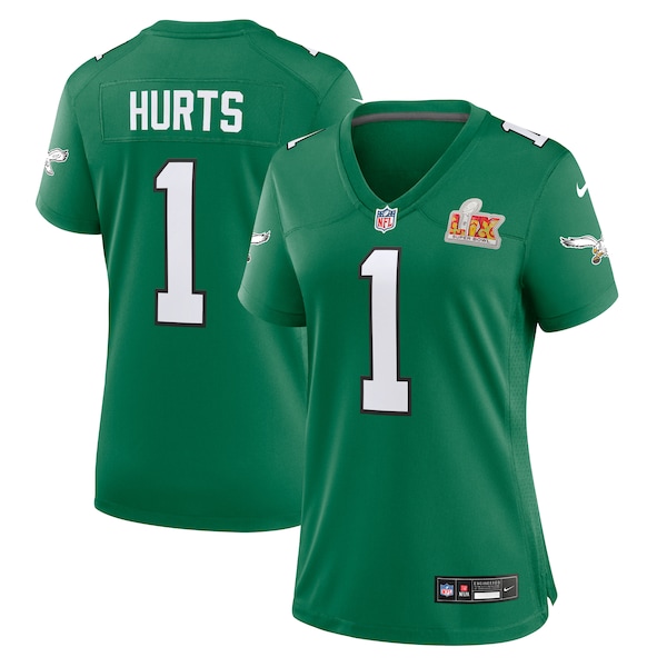 Jalen Hurts Philadelphia Eagles Nike Women's Super Bowl LIX 2nd Alternate Game Jersey - Kelly Green