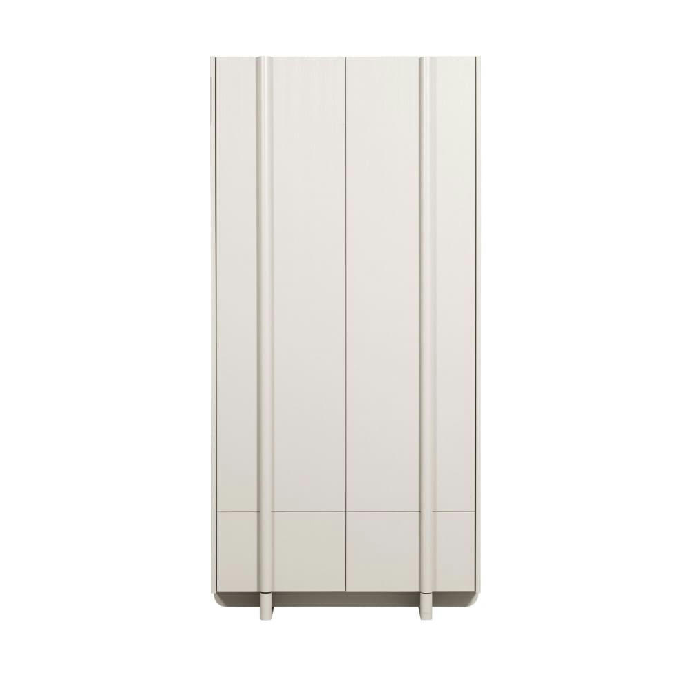 BASU - Armoire 2 portes, 1 tiroir en bois H210cm gris clair