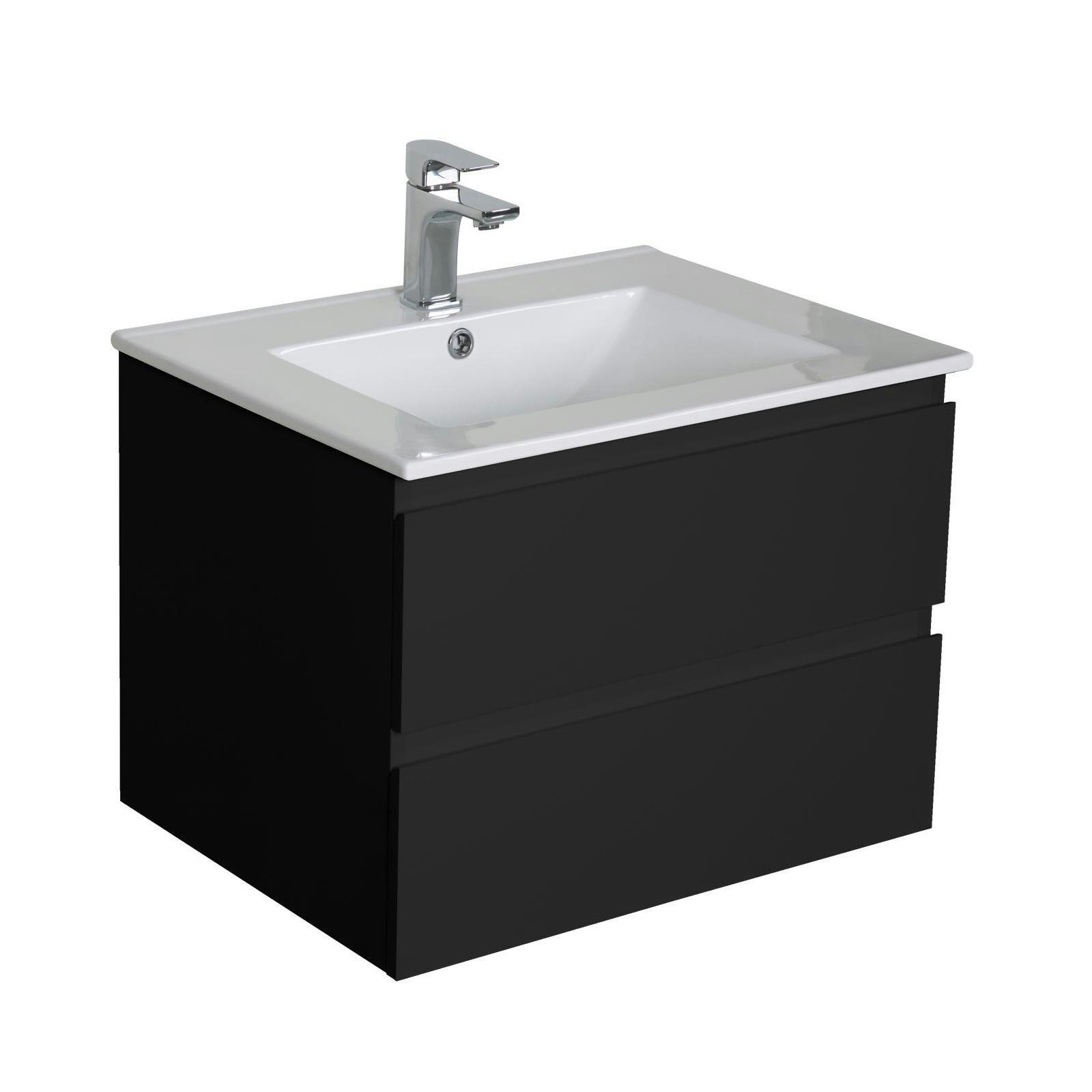 SORRENTO - Meuble simple vasque 60cm  Noir + vasque