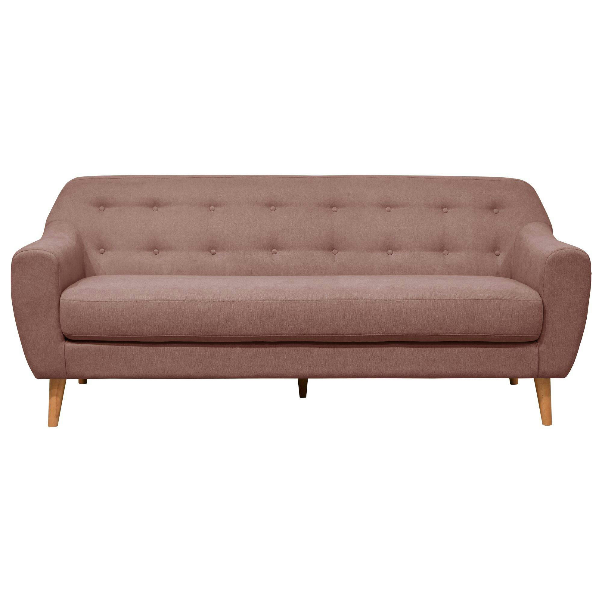 AGATHE - Canapé fixe en tissu 3 places rose