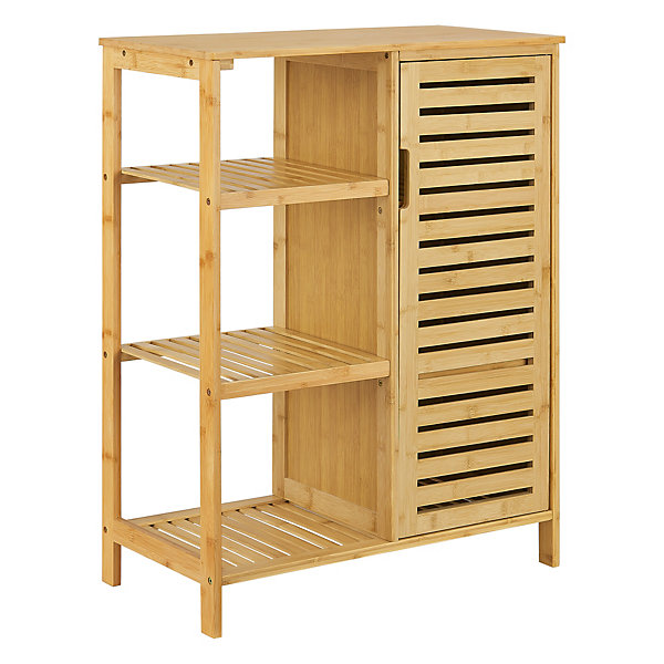 Meuble de rangement Vetlanda avec étagère pour salle de bain bambou en.casa