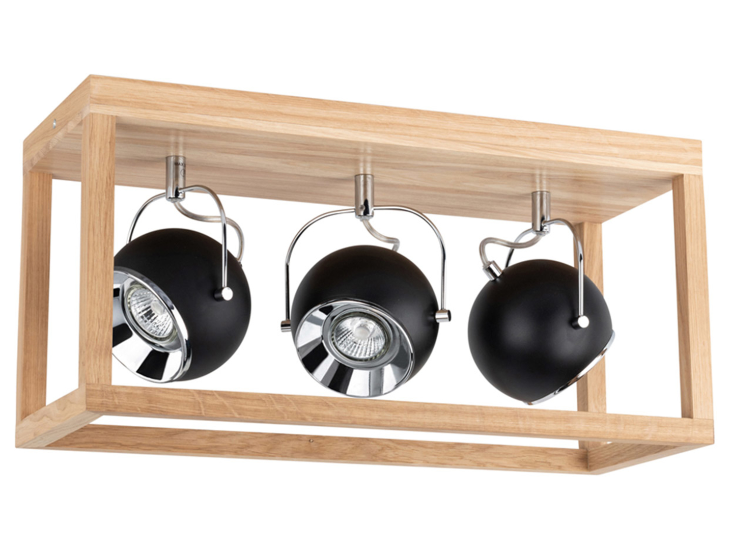 Lampa sufitowa Roy 3-punktowy spot drewniany brązowo-czarny