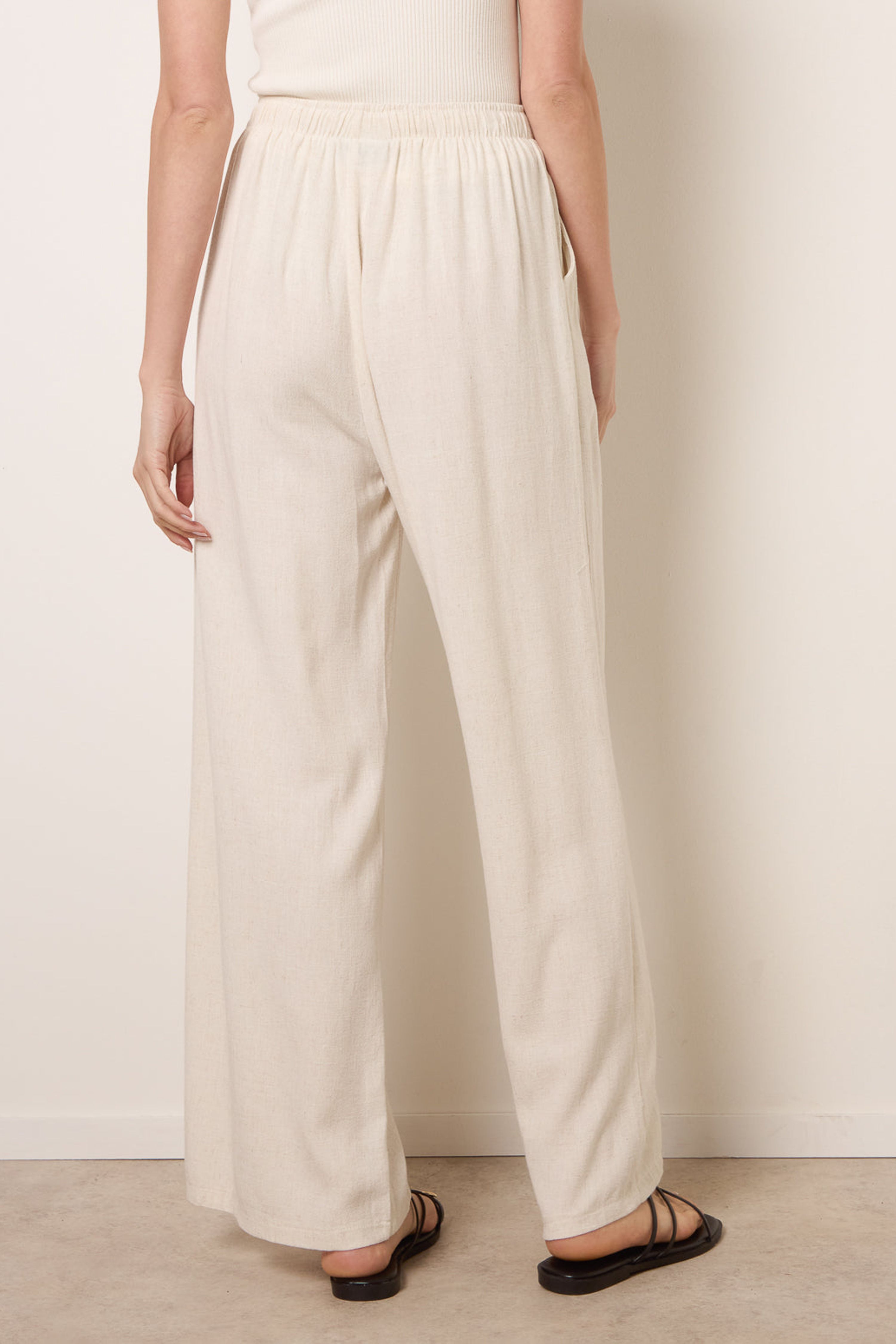 Blue Vanilla Maroon Linen-Blend Drawstring Trousers