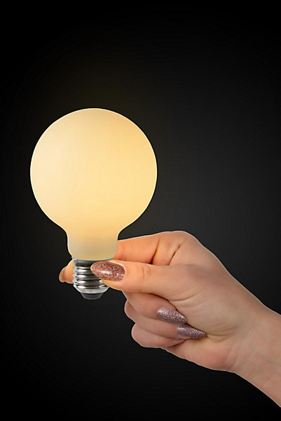 Lucide G80 - Ampoule filament - 8 cm - LED Dim. - E27 - 1x4,9W 2700K - Opalin