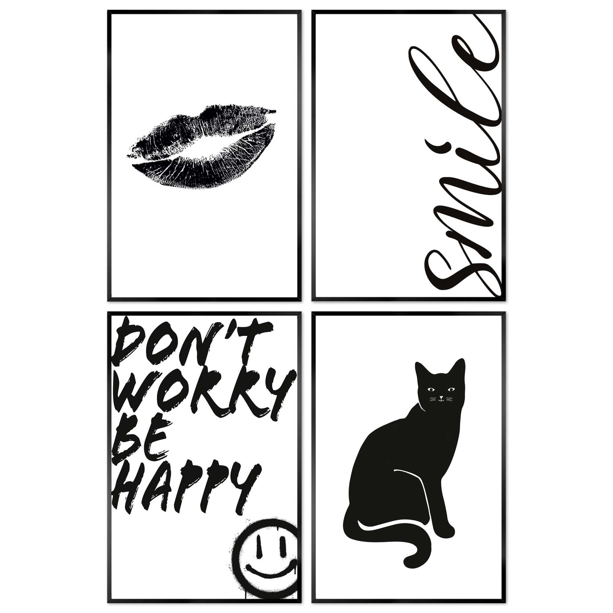 Reinders - Funky bundel - Set wanddecoratie 20x30 cm - Zwart-Wit