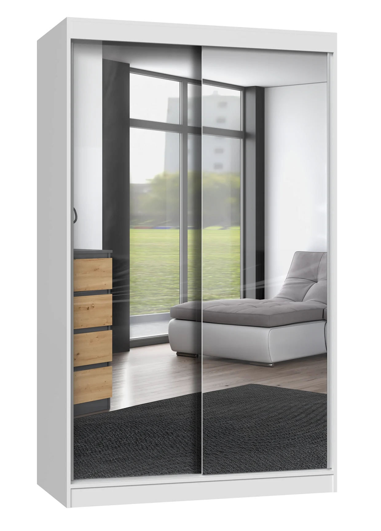 Szafa przesuwna Iga 120 cm drzwi 2 lustra biel