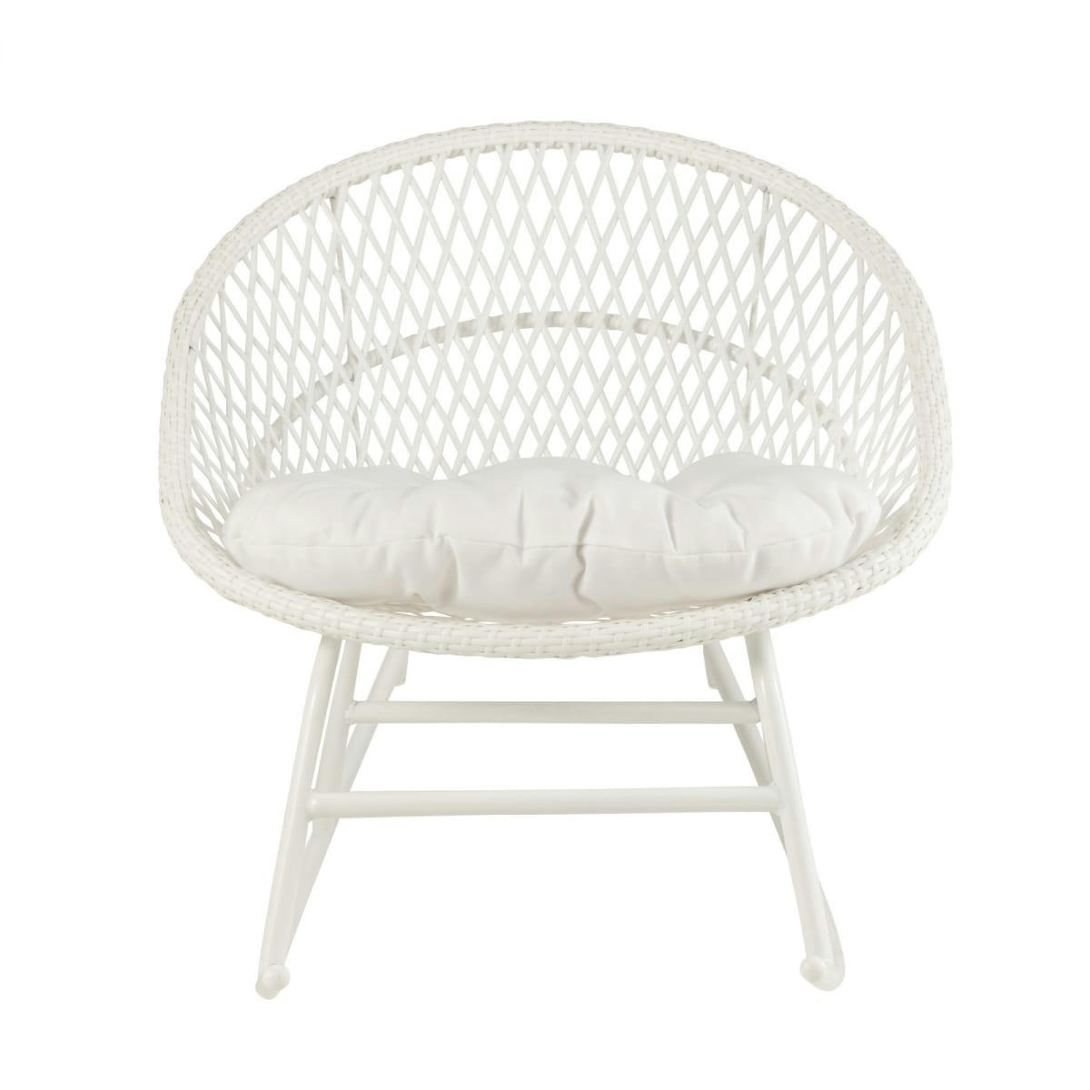 GARDY - Chaise de jardin à bascule en aluminum blanc