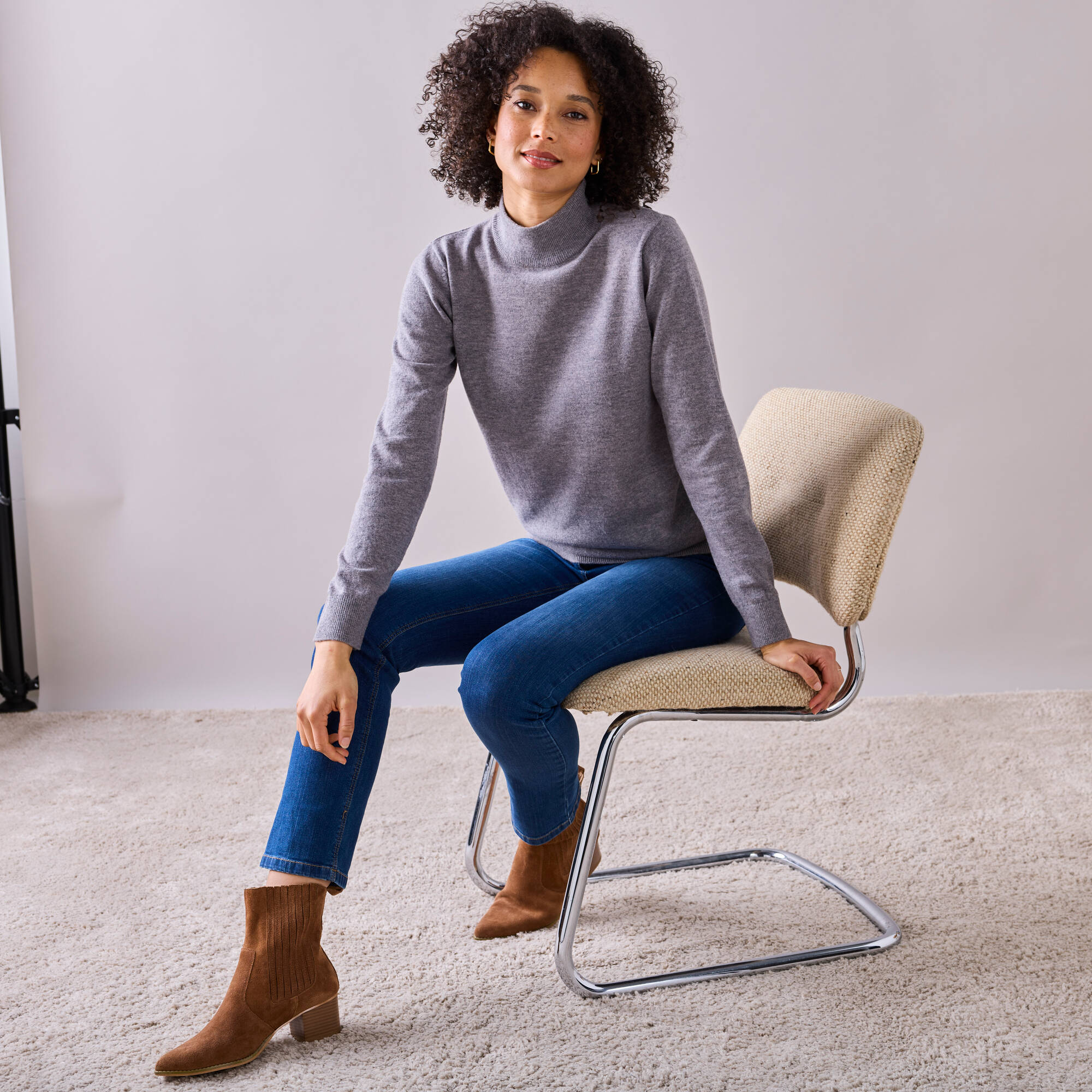 Pull col montant, laine d'agneau