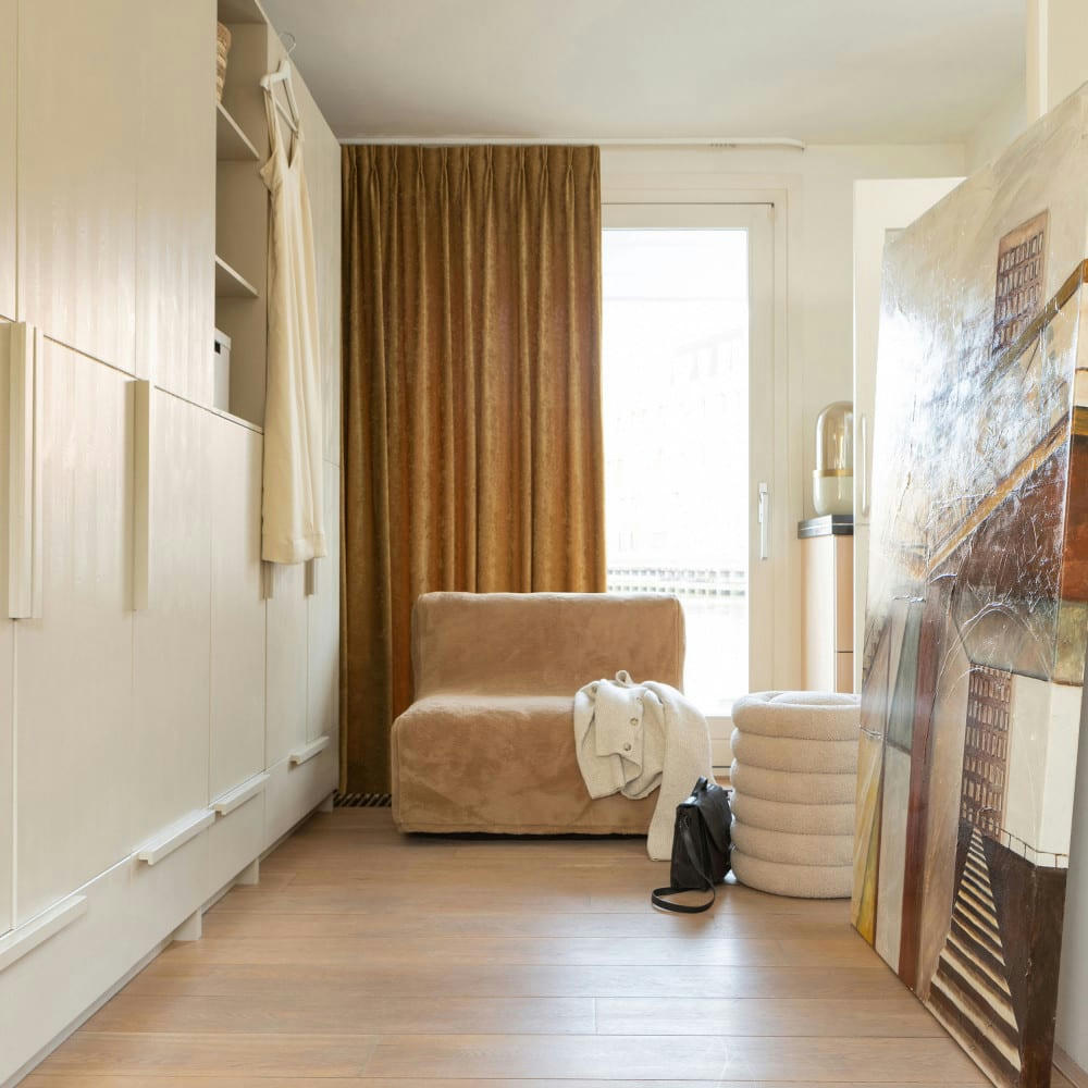 CARLY - Pouf rond en bouclette D40cm beige