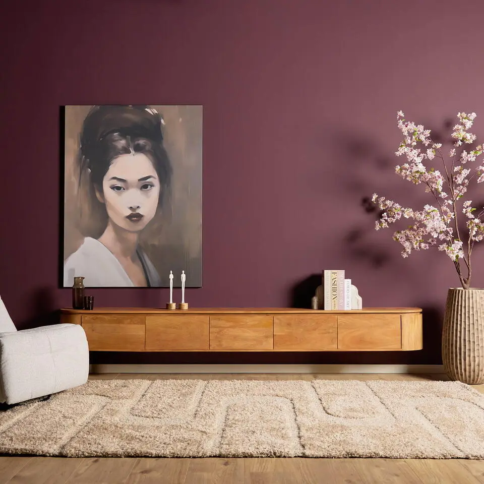 Tv-meubel Naturel Hout - 280x35x30cm - Excellent