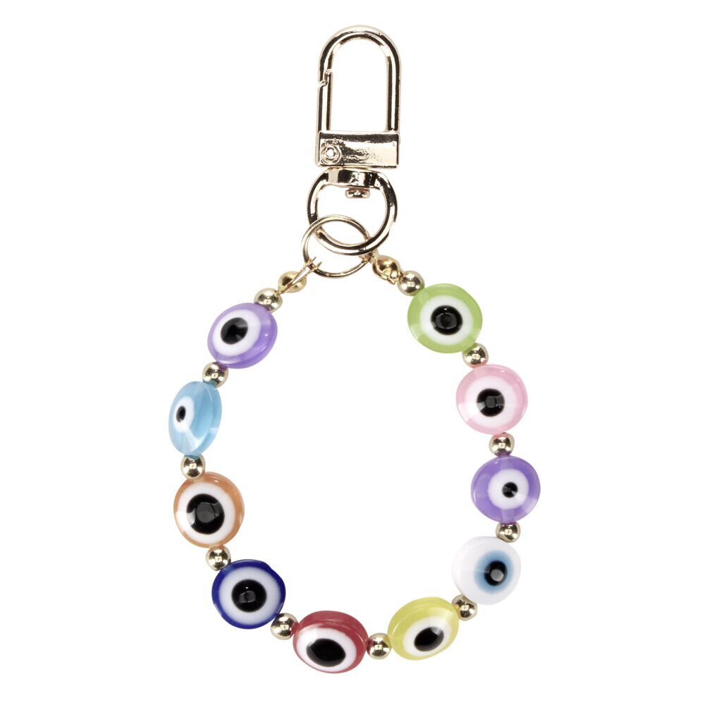 Porte-clé bracelet perle yeux L10cm (2 modèles)