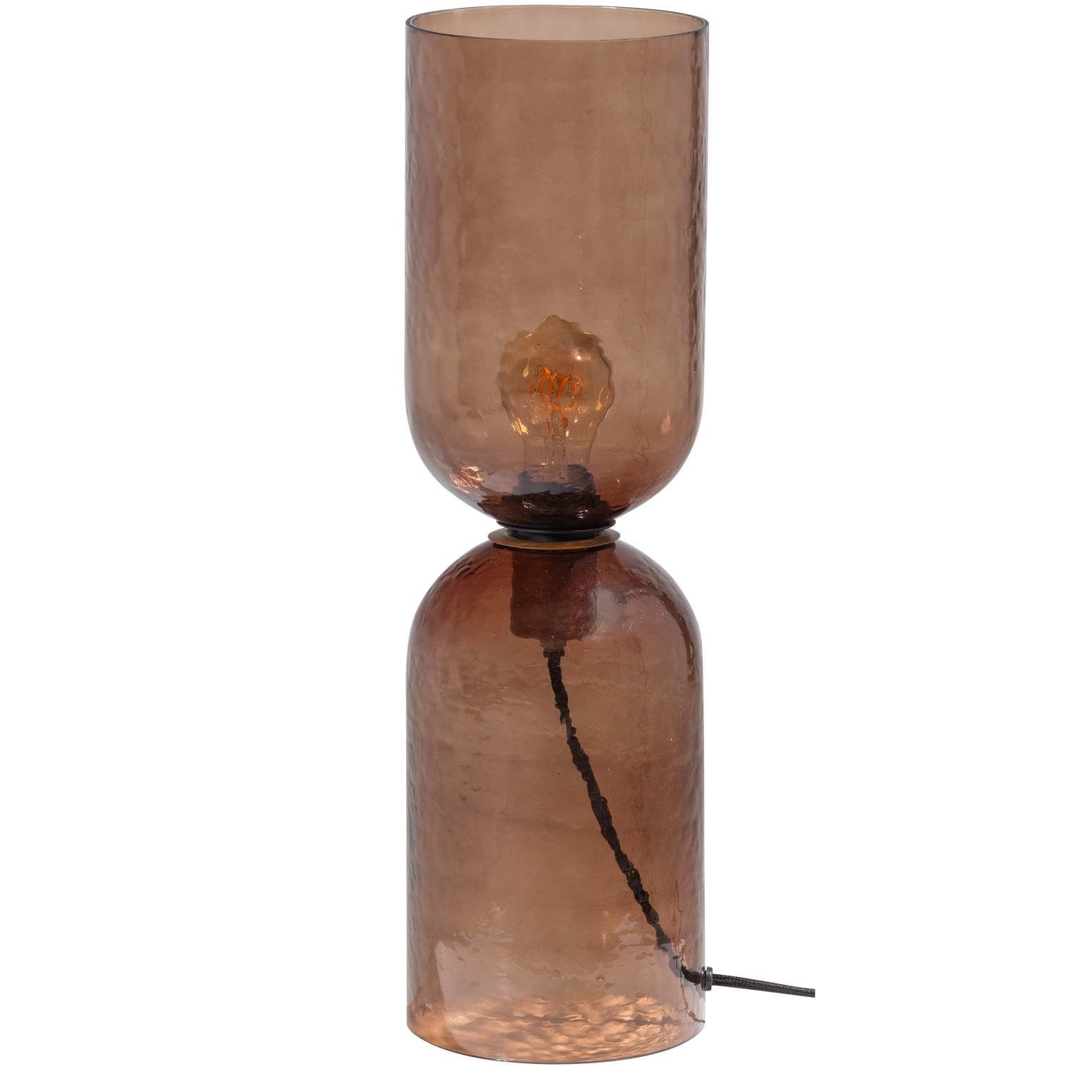 WOOOD tafellamp gehamerd glas 51xø15 cm- bruin Gigi