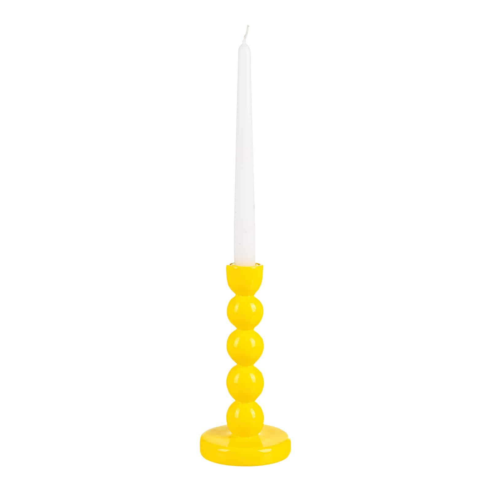 Stabkerzenhalter Bubbles Gelb, ⌀ 8.5 cm, H 200 mm