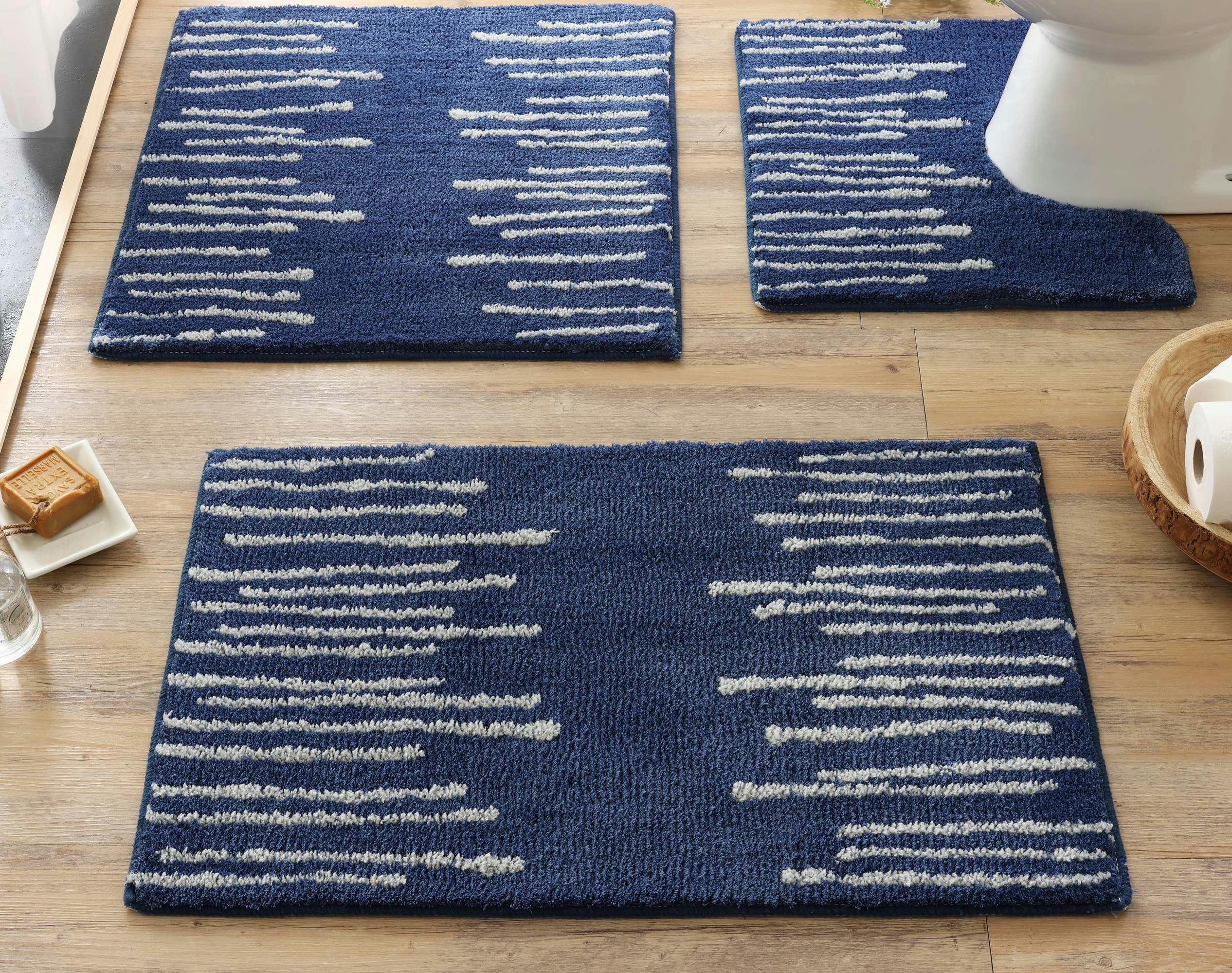 BATONNETS - Tapis de bain bleu  60x100 en polyester